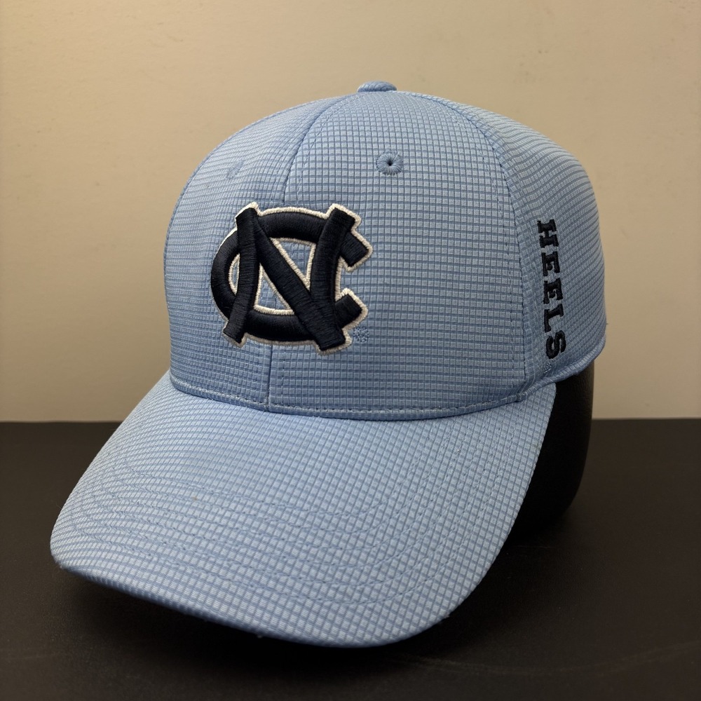 UNC North Carolina Tar Heels Blue Grid Stretch Fitted Hat OSFA Adjustable Cap
